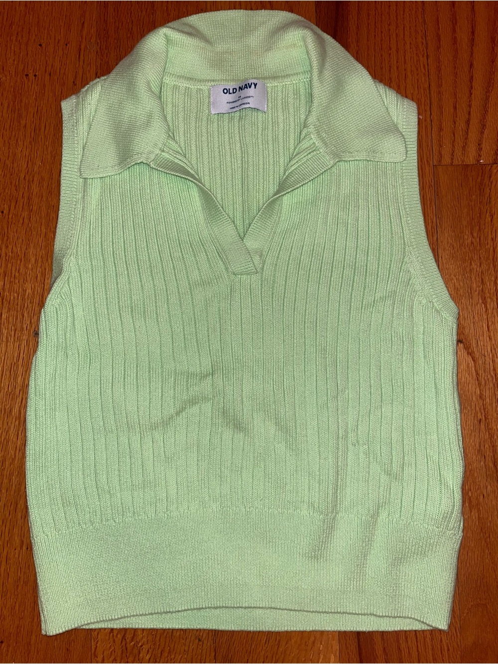 Old Navy Mint Green Ribbed Sleeveless Polo Top